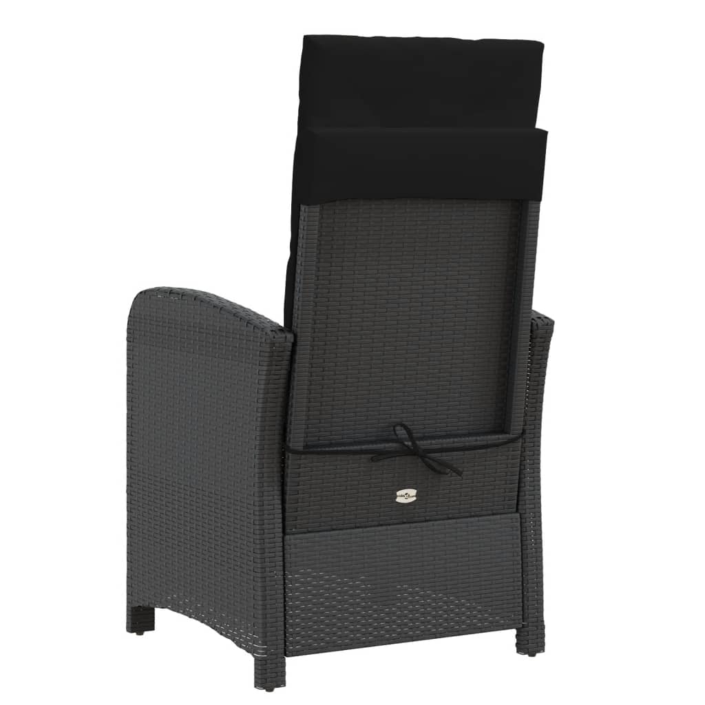 Sedia Reclinabile da Giardino con Poggiapiedi Nera Polyrattan | homemem39