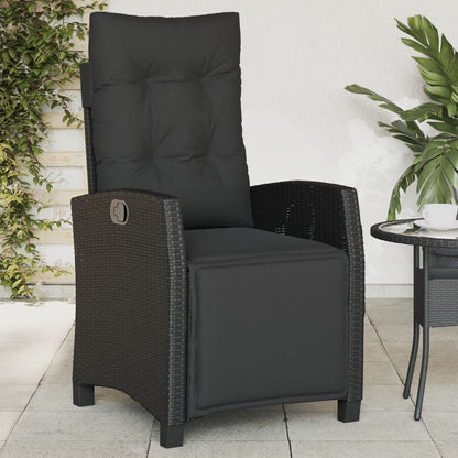 Sedia Reclinabile da Giardino con Poggiapiedi Nera Polyrattan | homemem39