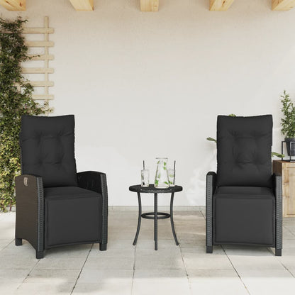 Set da Bistrò 3 pz con Cuscini Nero in Polyrattan