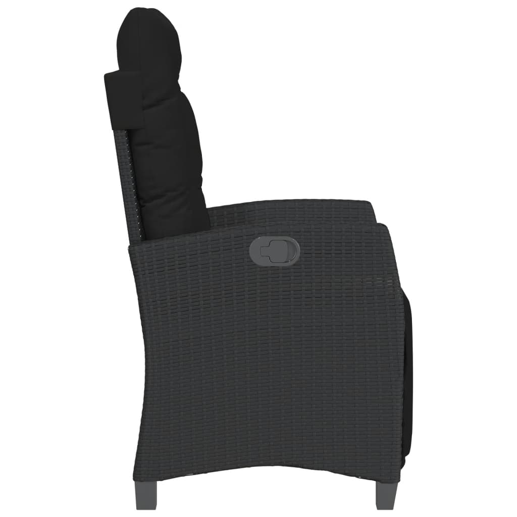 Set da Bistrò 3 pz con Cuscini Nero in Polyrattan