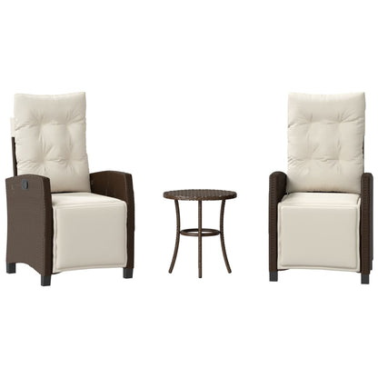 Set Bistrò 3 pz con Cuscini Marrone in Polyrattan