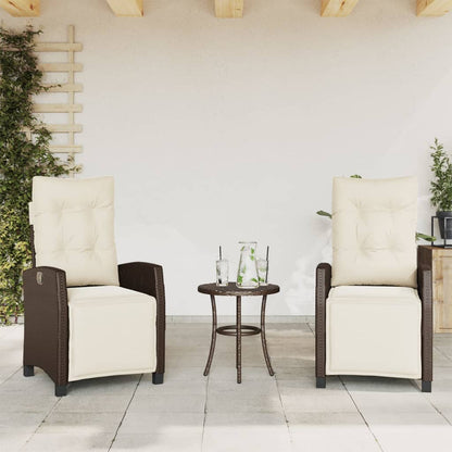 Set Bistrò 3 pz con Cuscini Marrone in Polyrattan