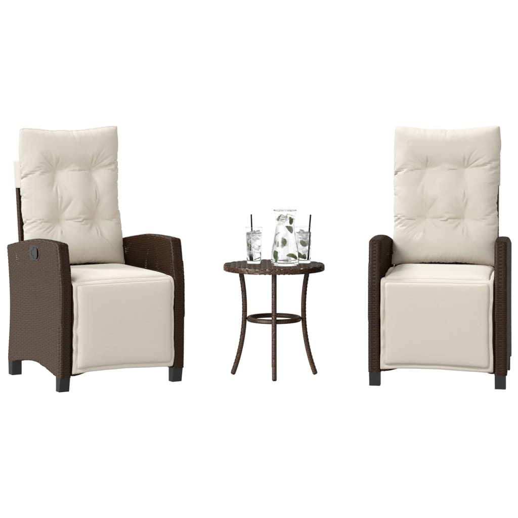 Set Bistrò 3 pz con Cuscini Marrone in Polyrattan