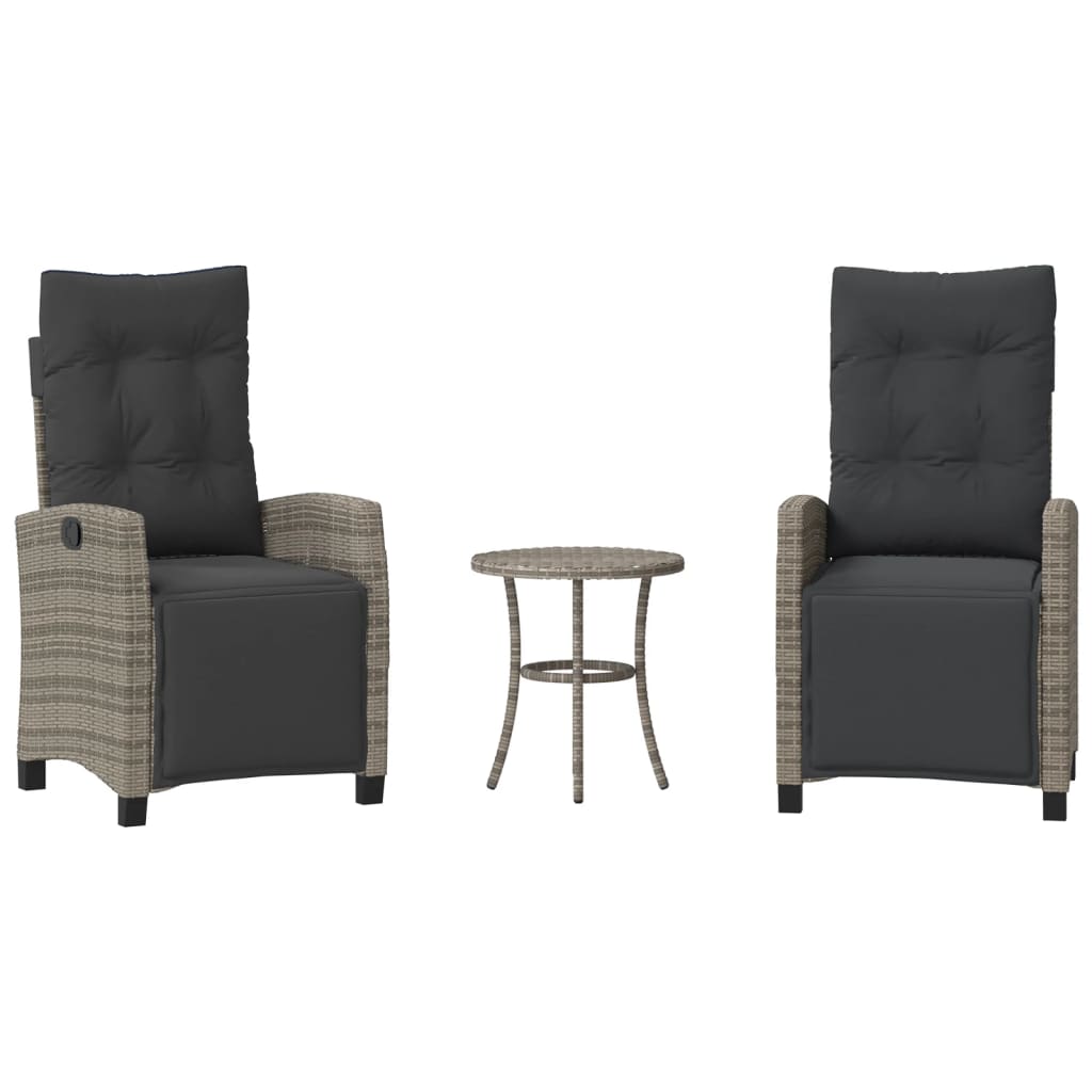 Set da Bistrò 3 pz con Cuscini Grigio in Polyrattan