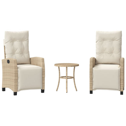 Set da Bistrò 3 pz con Cuscini Beige in Polyrattan