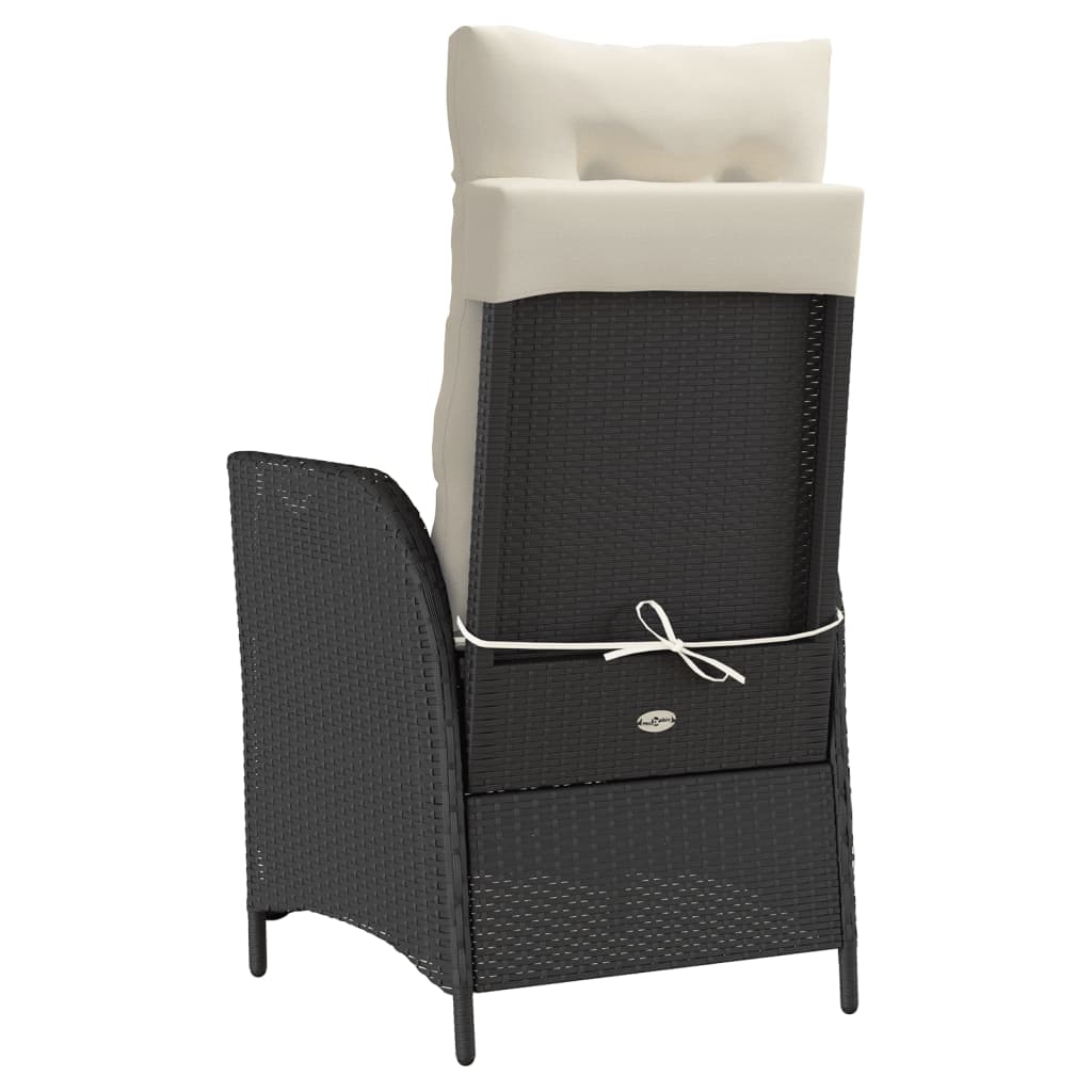 Sedia Reclinabile da Giardino con Cuscini Nera in Polyrattan - homemem39