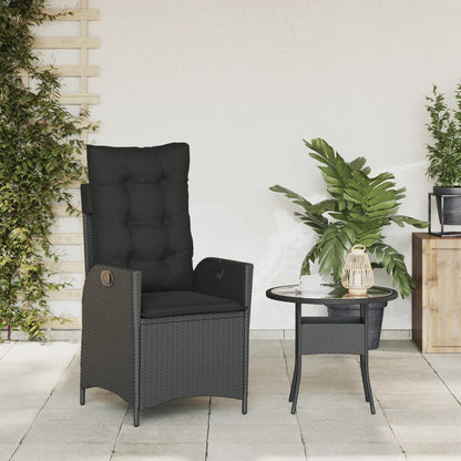 Sedia Reclinabile da Giardino con Cuscini Nera in Polyrattan - homemem39