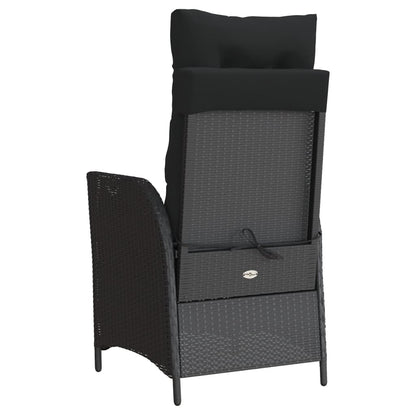 Sedia Reclinabile da Giardino con Cuscini Nera in Polyrattan - homemem39