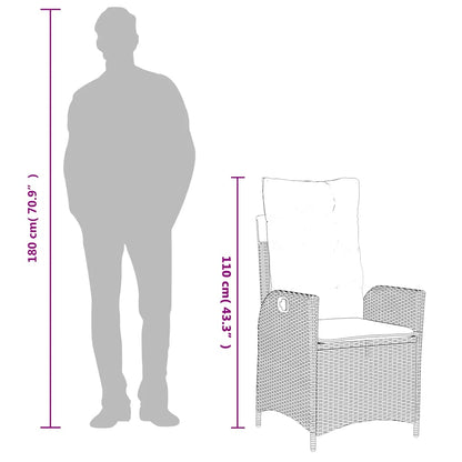 Sedia Reclinabile da Giardino con Cuscini Grigia in Polyrattan - homemem39