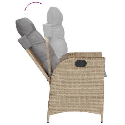 Sedia Reclinabile Giardino con Cuscini Beige Misto Polyrattan