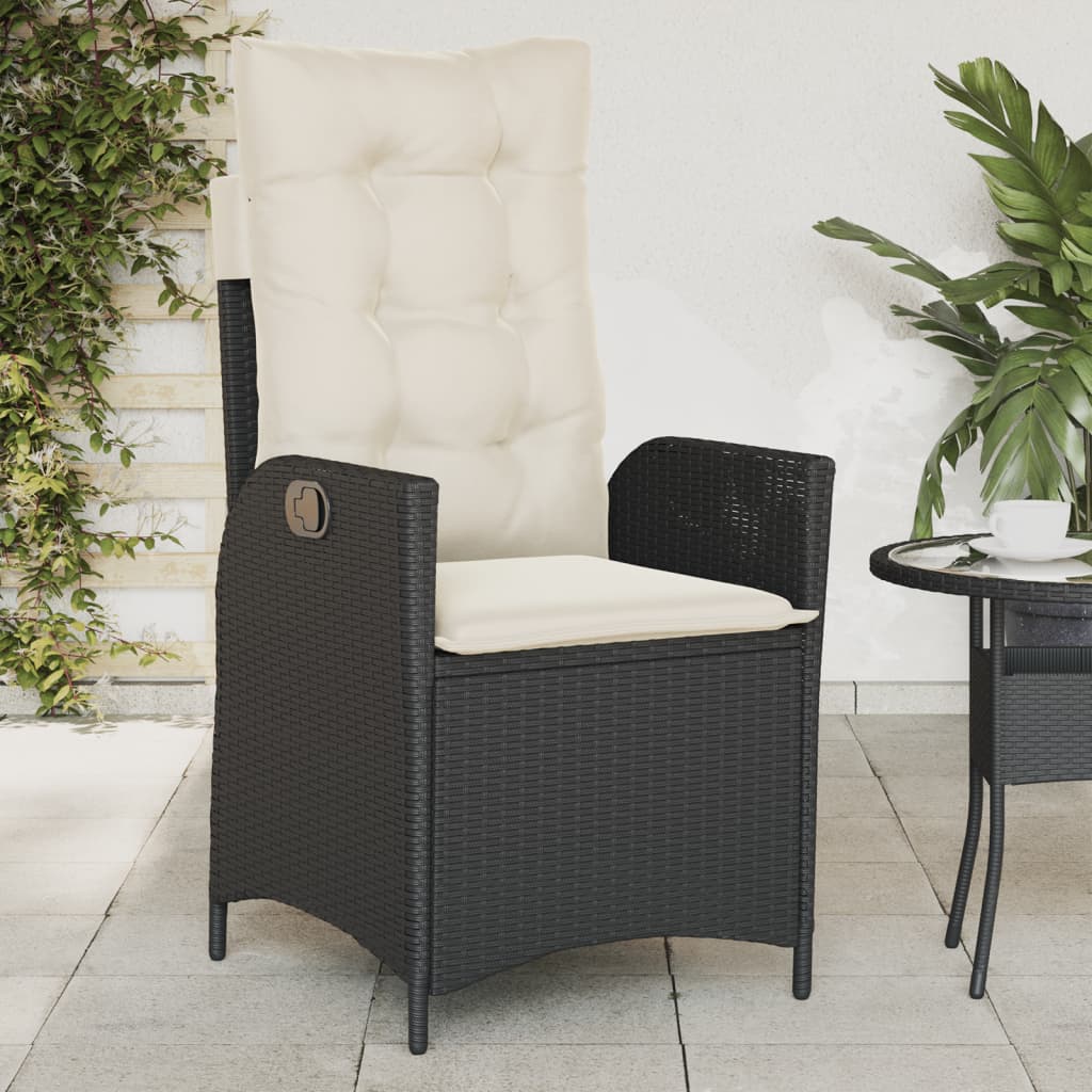Sedie Reclinabili da Giardino 2 pz con Cuscini Nero Polyrattan - homemem39