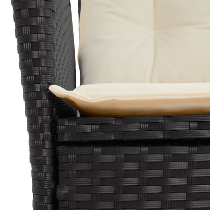 Reclining Garden Chairs 2 pcs with Black Polyrattan Cushions