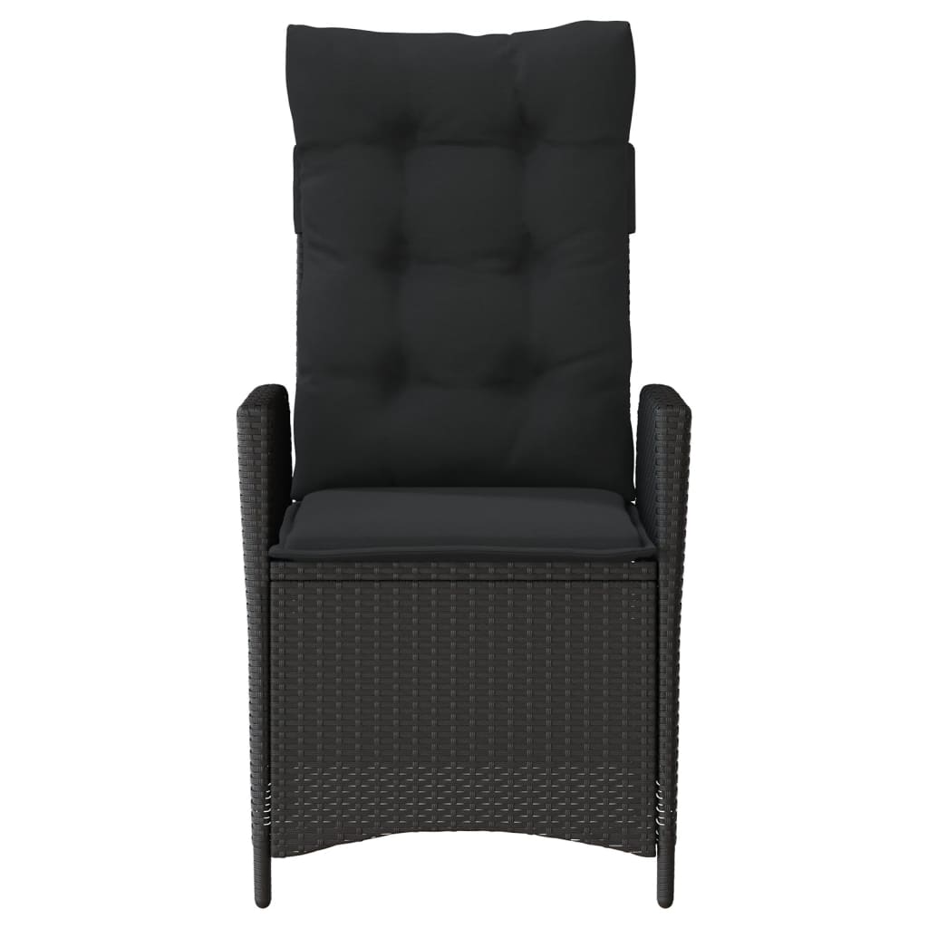 Sedie Reclinabili da Giardino 2 pz con Cuscini Nero Polyrattan - homemem39