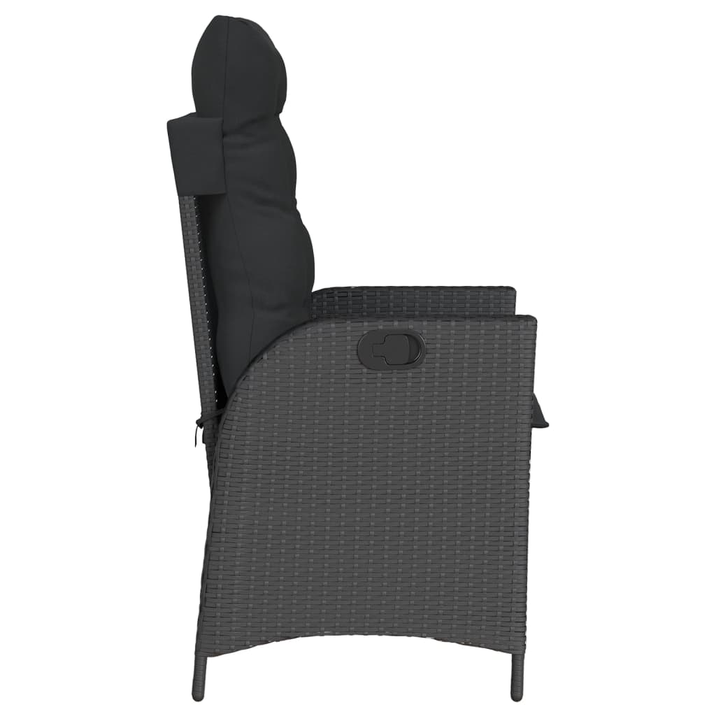 Sedie Reclinabili da Giardino 2 pz con Cuscini Nero Polyrattan