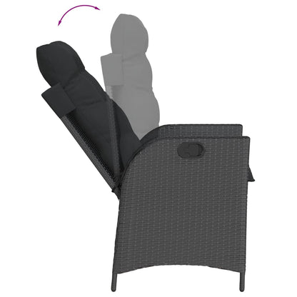 Sedie Reclinabili da Giardino 2 pz con Cuscini Nero Polyrattan