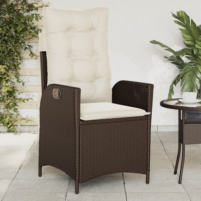 Sedie Reclinabili Giardino 2pz con Cuscini Marrone Polyrattan