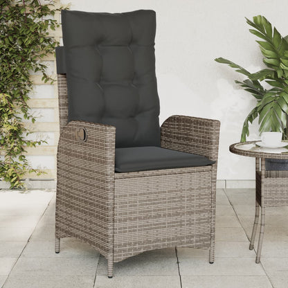 Sedie da Giardino Reclinabili 2 pz e Cuscini Grigio Polyrattan - homemem39