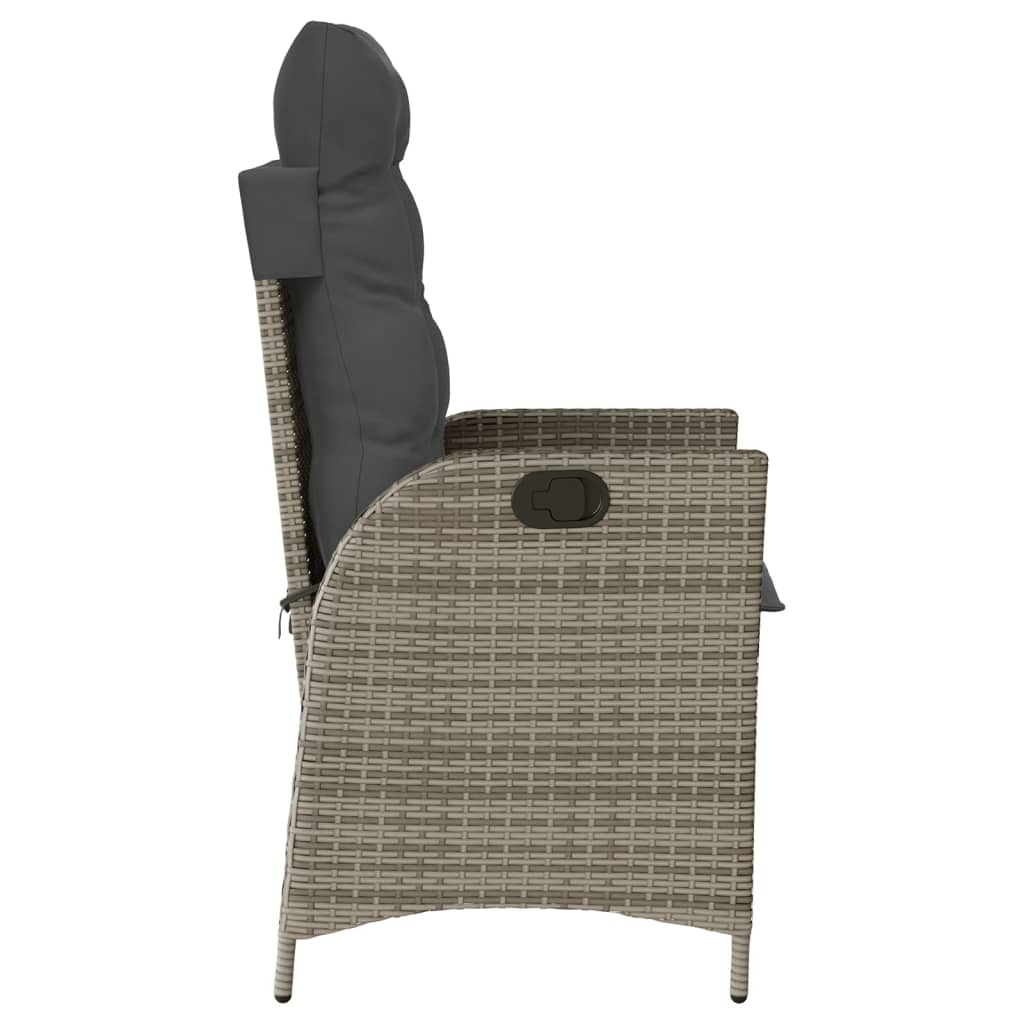 Sedie da Giardino Reclinabili 2 pz e Cuscini Grigio Polyrattan - homemem39