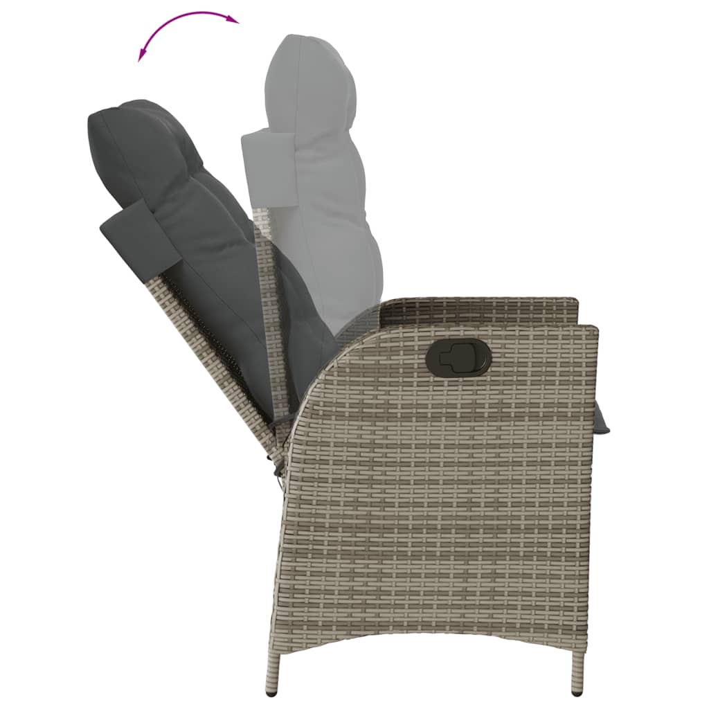 Sedie da Giardino Reclinabili 2 pz e Cuscini Grigio Polyrattan - homemem39