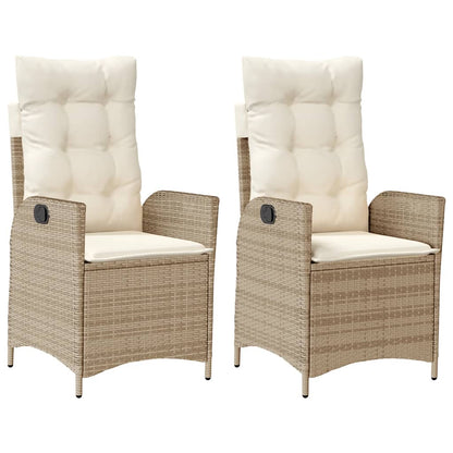 Sedie Reclinabili da Giardino 2pz con Cuscini Beige Polyrattan - homemem39