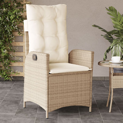Sedie Reclinabili da Giardino 2pz con Cuscini Beige Polyrattan - homemem39