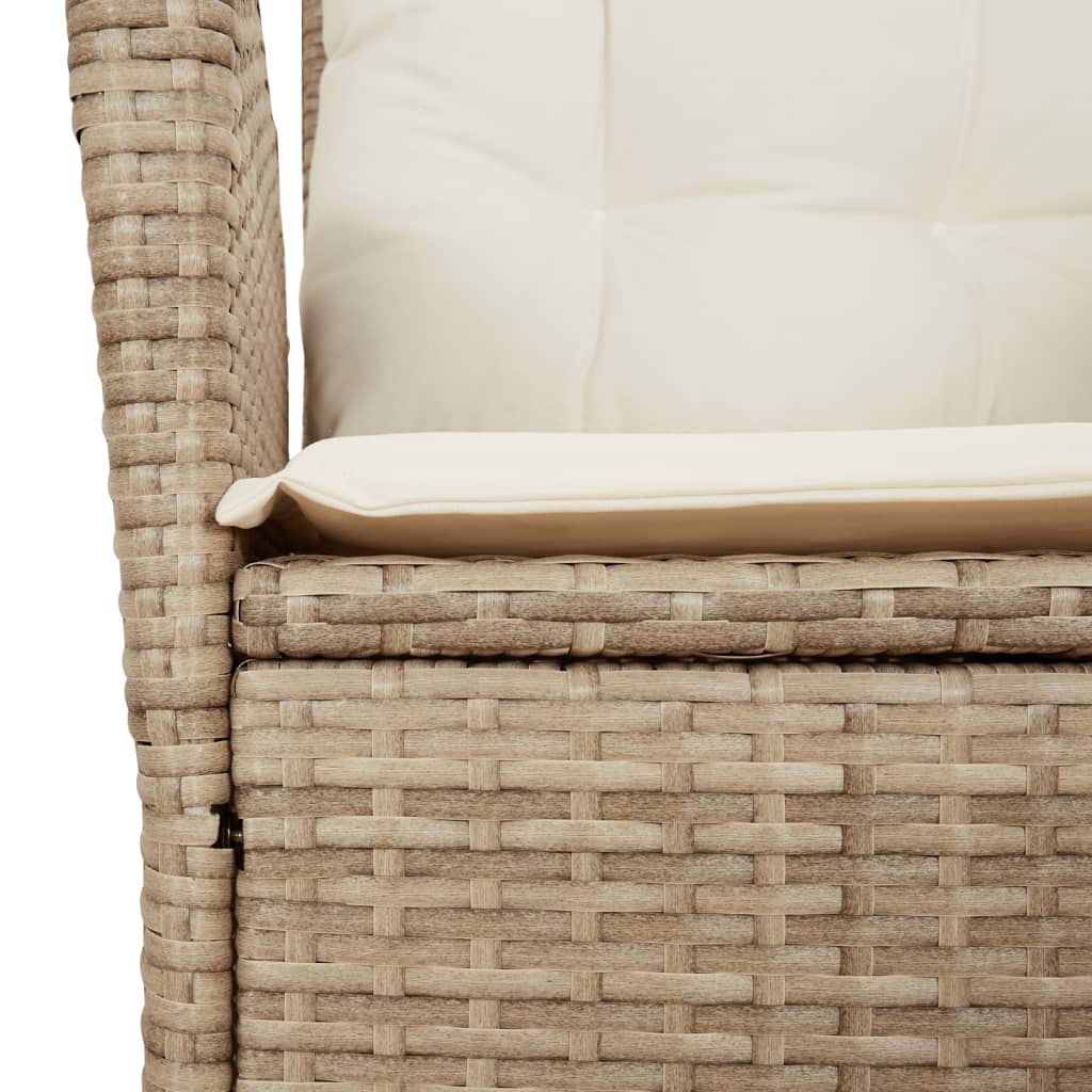 Sedie Reclinabili da Giardino 2pz con Cuscini Beige Polyrattan