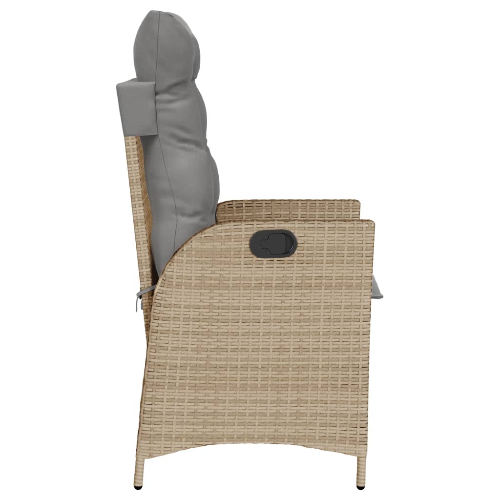 Sedie Reclinabili Giardino 2pz Cuscini Beige Misto Polyrattan