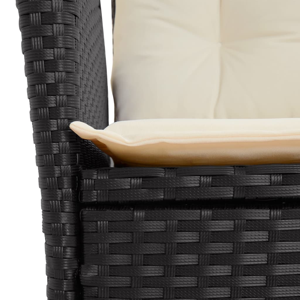 Set da Bistrò 3 pz con Cuscini Nero in Polyrattan