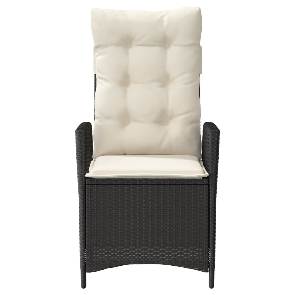 Set da Bistrò 3 pz con Cuscini Nero in Polyrattan