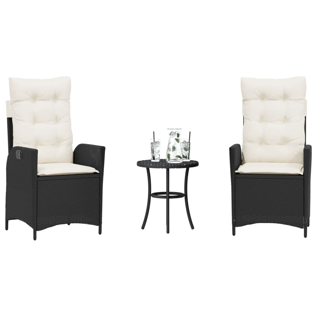 Set da Bistrò 3 pz con Cuscini Nero in Polyrattan | homemem39