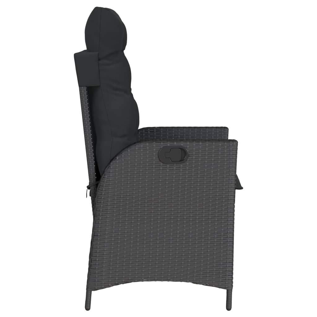 Set da Bistrò 3 pz con Cuscini Nero in Polyrattan