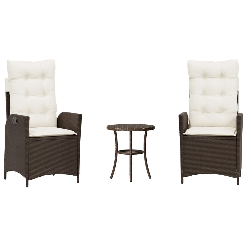 Set Bistrò 3 pz con Cuscini Marrone in Polyrattan | homemem39