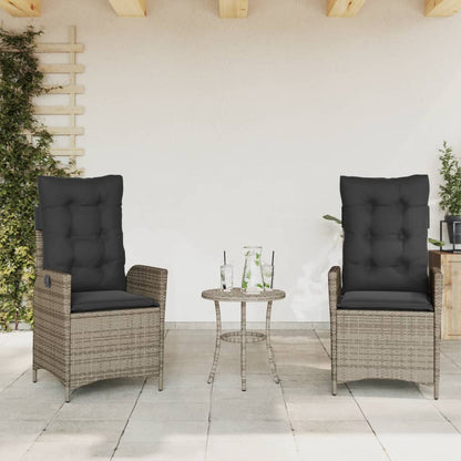 Set da Bistrò 3 pz con Cuscini Grigio in Polyrattan