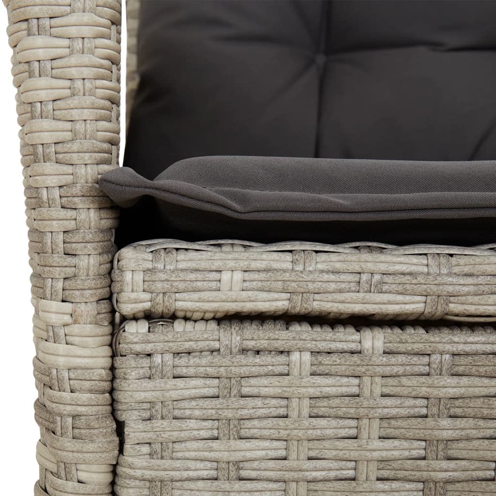 Set da Bistrò 3 pz con Cuscini Grigio Chiaro in Polyrattan