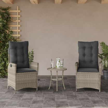 Set da Bistrò 3 pz con Cuscini Grigio Chiaro in Polyrattan