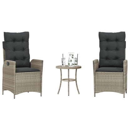Set da Bistrò 3 pz con Cuscini Grigio Chiaro in Polyrattan | homemem39
