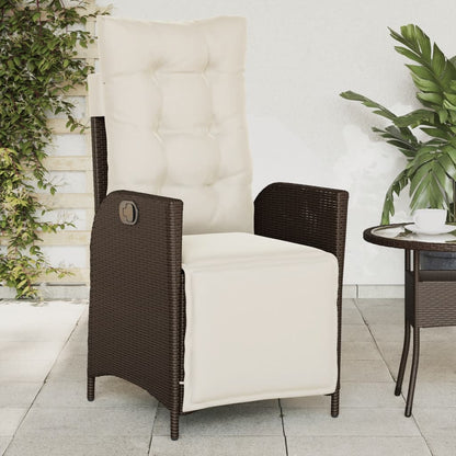 Sedia Reclinabile Giardino con Poggiapiedi Marrone Polyrattan - homemem39
