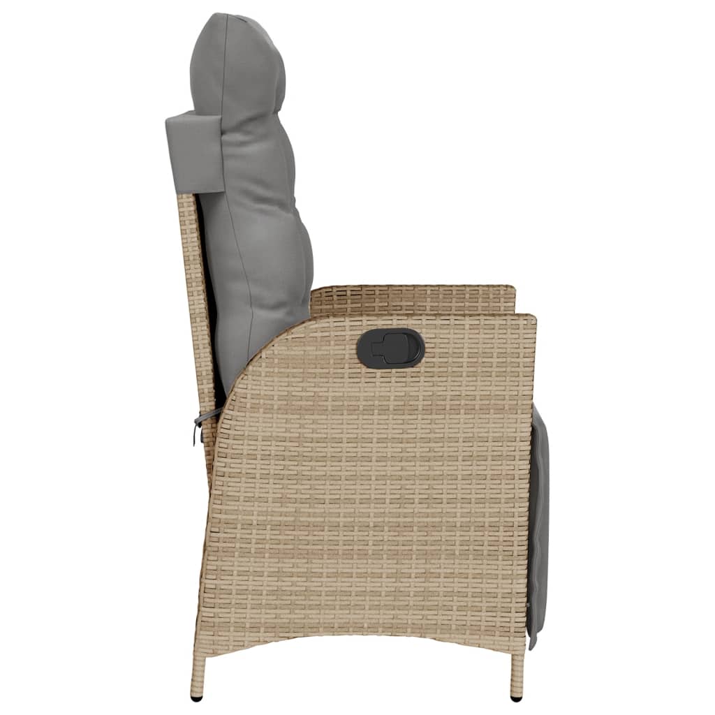 Sedia Reclinabile Giardino e Poggiapiedi Beige Misto Polyrattan