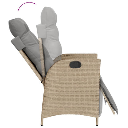 Sedia Reclinabile Giardino e Poggiapiedi Beige Misto Polyrattan