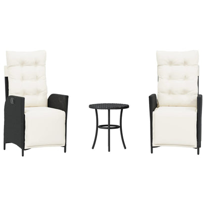 Set da Bistrò 3 pz con Cuscini Nero in Polyrattan