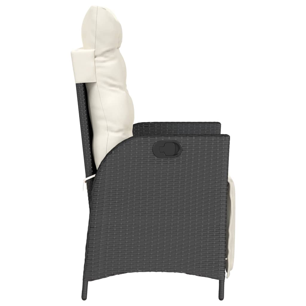 Set da Bistrò 3 pz con Cuscini Nero in Polyrattan
