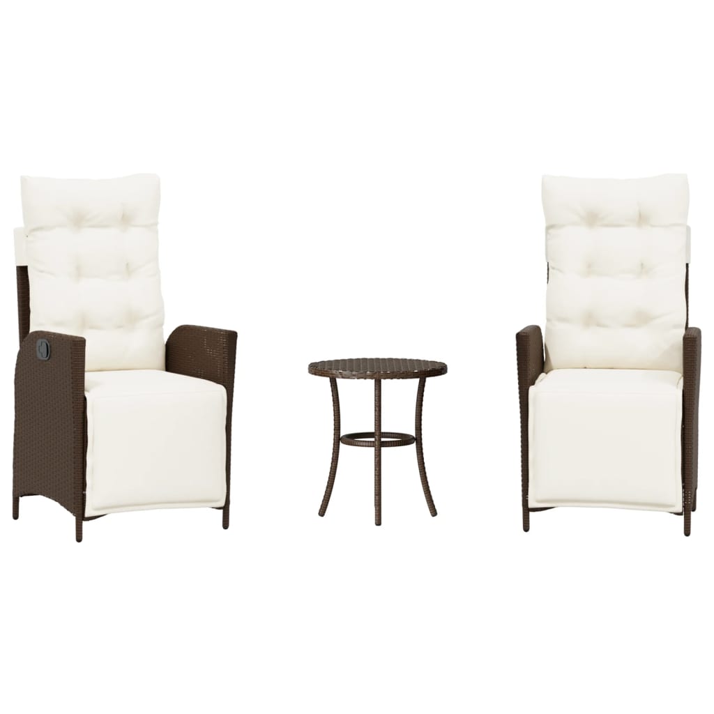 Set Bistrò 3 pz con Cuscini Marrone in Polyrattan