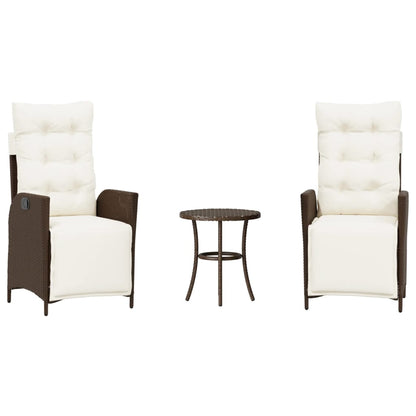 Set Bistrò 3 pz con Cuscini Marrone in Polyrattan