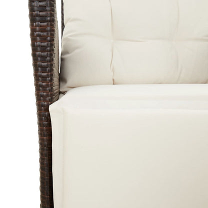 Set Bistrò 3 pz con Cuscini Marrone in Polyrattan