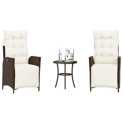 Set Bistrò 3 pz con Cuscini Marrone in Polyrattan