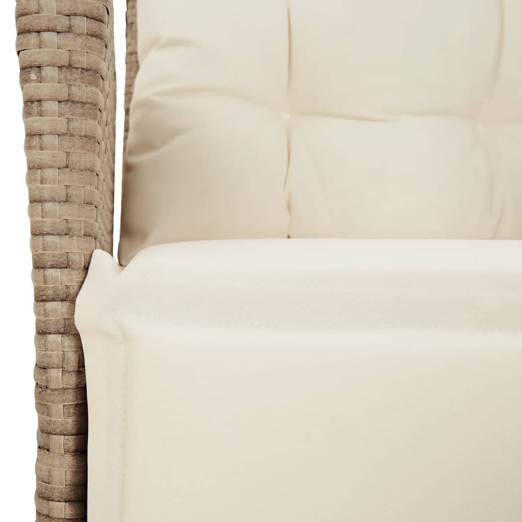 Set da Bistrò 3 pz con Cuscini Beige in Polyrattan
