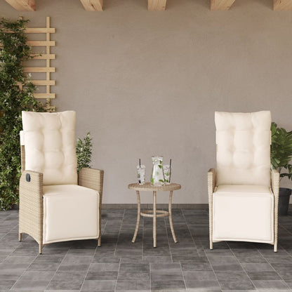 Set da Bistrò 3 pz con Cuscini Beige in Polyrattan