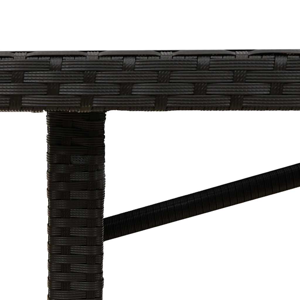 Tavolo da Giardino Piano in Vetro Nero 190x80x74 cm Polyrattan - homemem39
