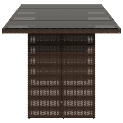 Garden Table Glass Top Brown 190x80x74cm Polyrattan