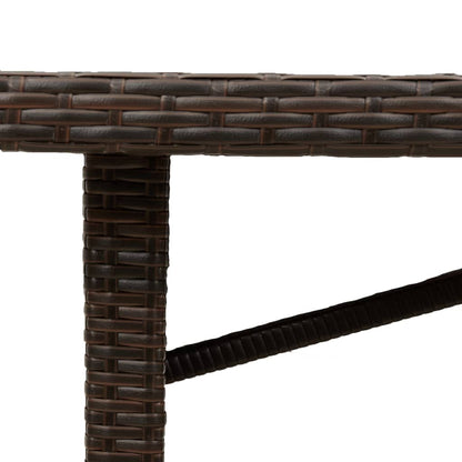 Garden Table Glass Top Brown 190x80x74cm Polyrattan